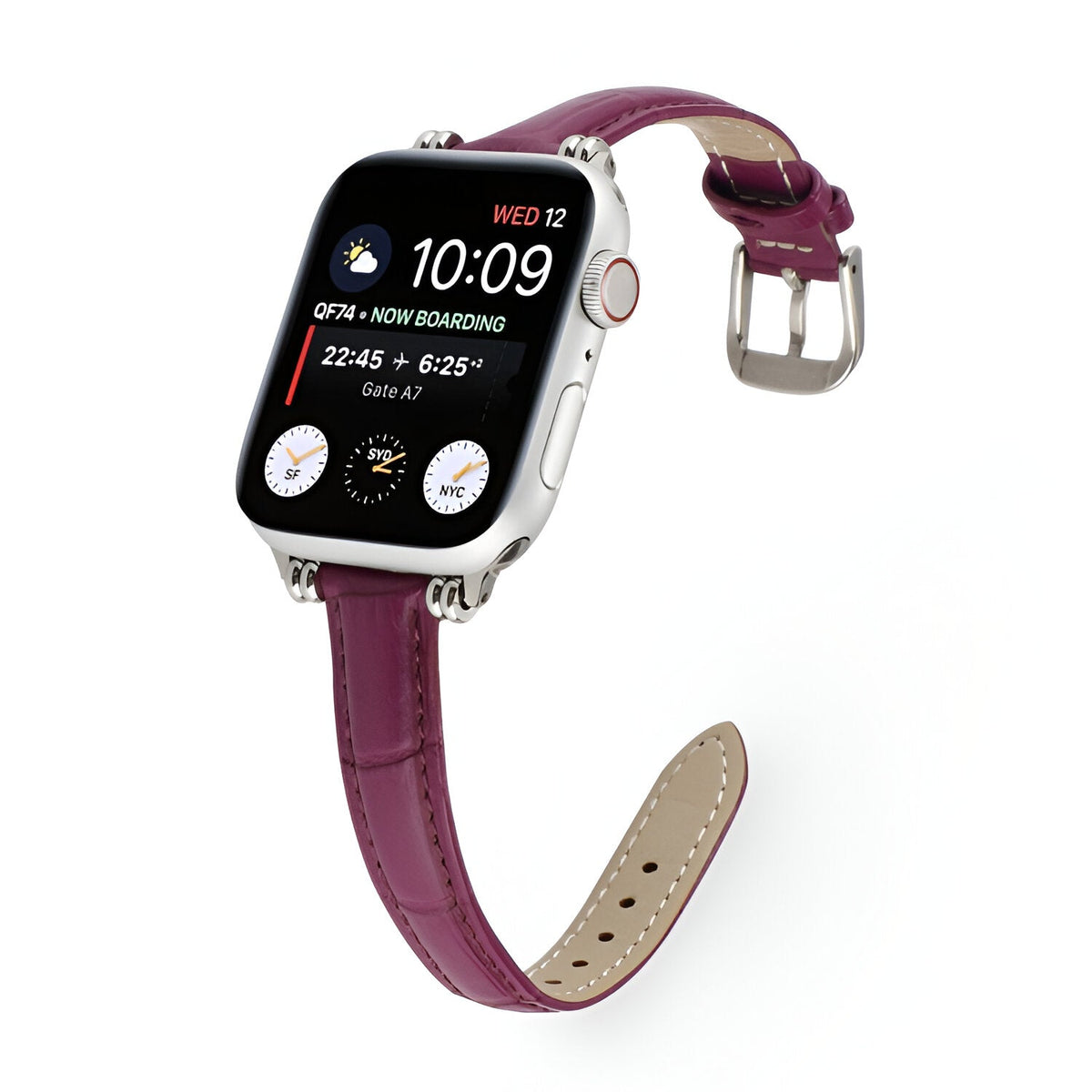 Correa Apple Watch con motivo cocodrilo grabado, cierre de hebilla, para mujer, modelo Rynara