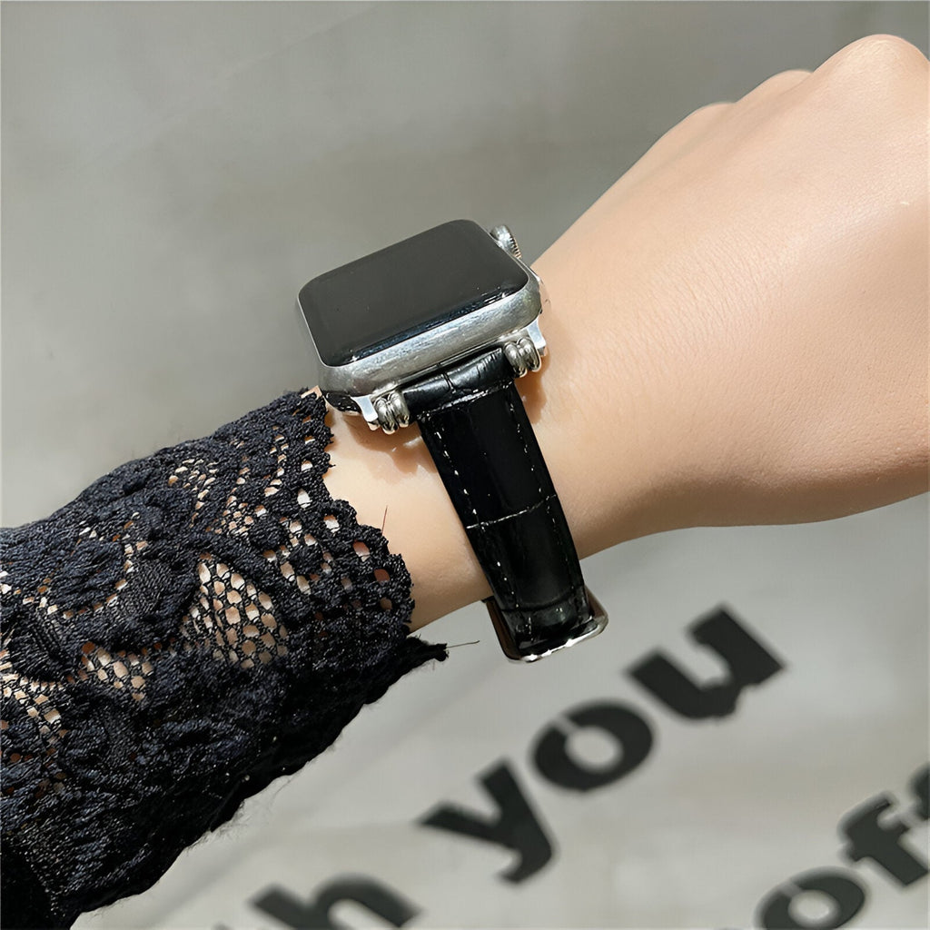 Correa Apple Watch con motivo cocodrilo grabado, cierre de hebilla, para mujer, modelo Rynara