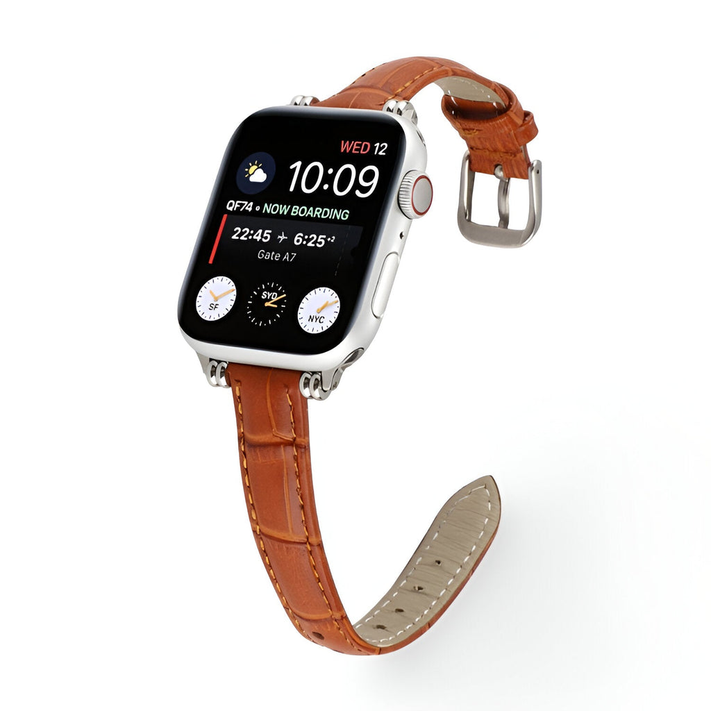 Correa Apple Watch con motivo cocodrilo grabado, cierre de hebilla, para mujer, modelo Rynara