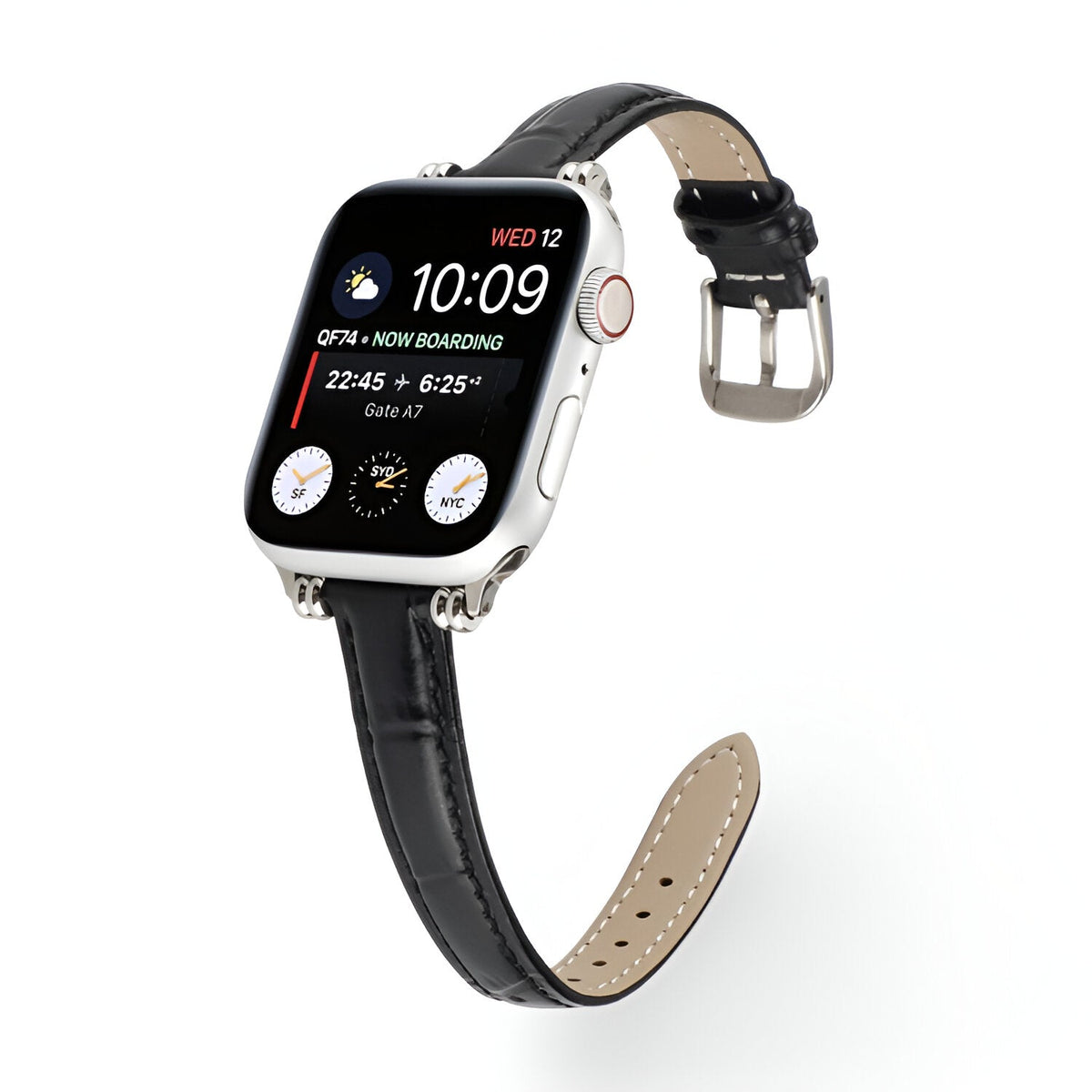 Correa Apple Watch con motivo cocodrilo grabado, cierre de hebilla, para mujer, modelo Rynara