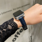 Correa Apple Watch con motivo cocodrilo grabado, cierre de hebilla, para mujer, modelo Rynara