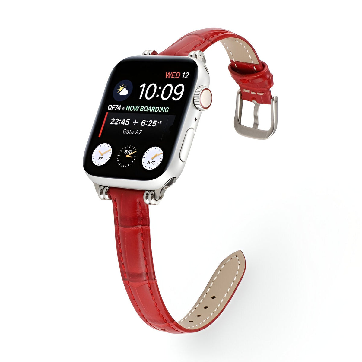 Correa Apple Watch con motivo cocodrilo grabado, cierre de hebilla, para mujer, modelo Rynara