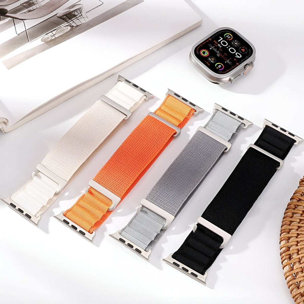 Correa de Apple Watch, de nailon con hebilla alpina, unisex, modelo Zane