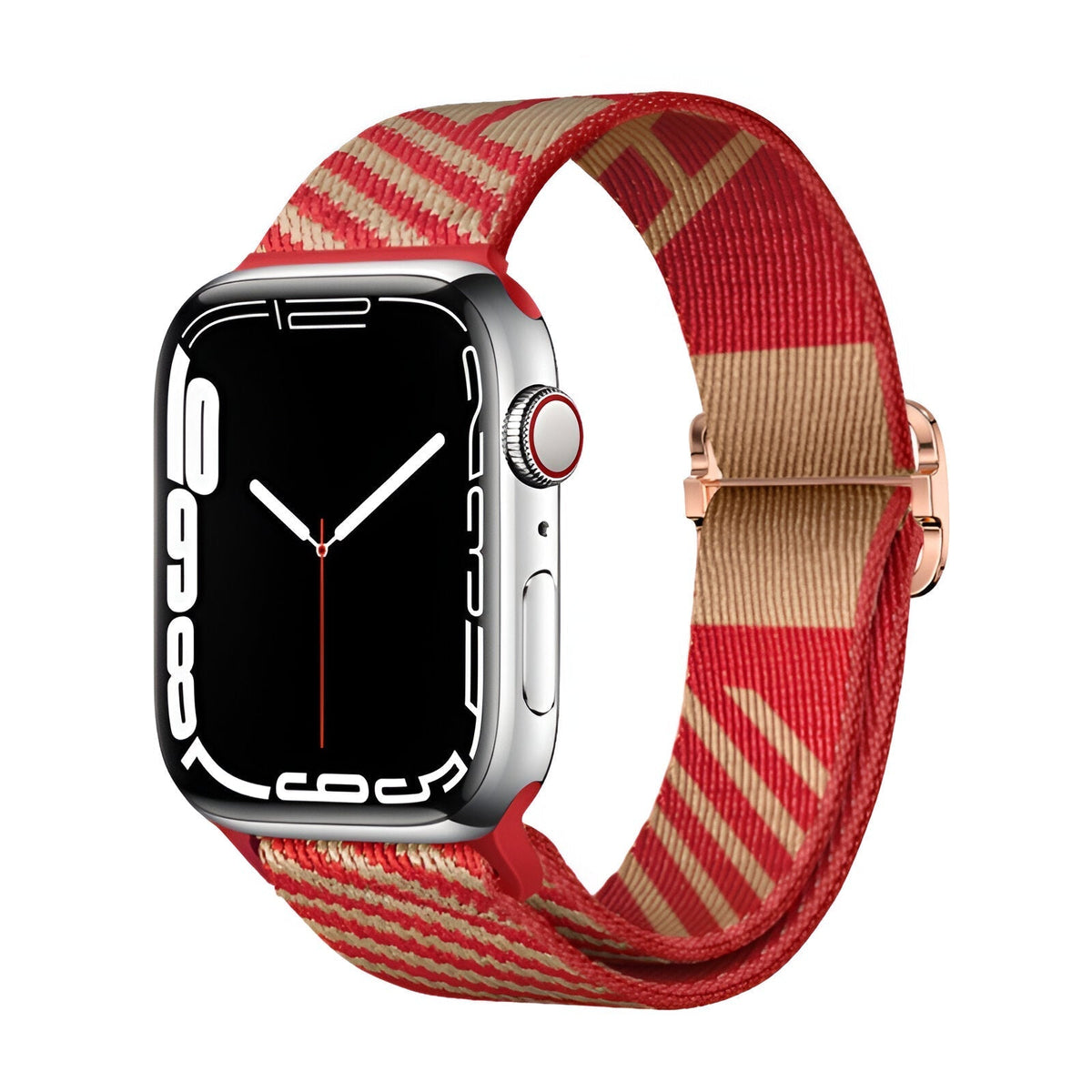 Correa de Apple Watch de nailon trenzado, motivo de rayas diagonales, cierre deslizante, modelo Thal