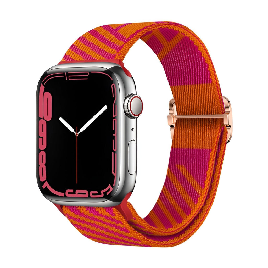 Correa de Apple Watch de nailon trenzado, motivo de rayas diagonales, cierre deslizante, modelo Thal