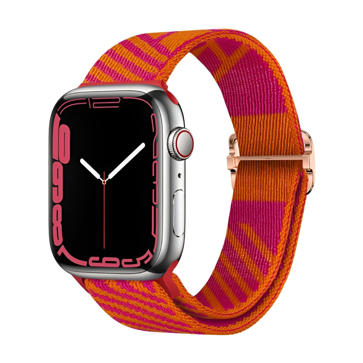 Correa de Apple Watch de nailon trenzado, motivo de rayas diagonales, cierre deslizante, modelo Thal