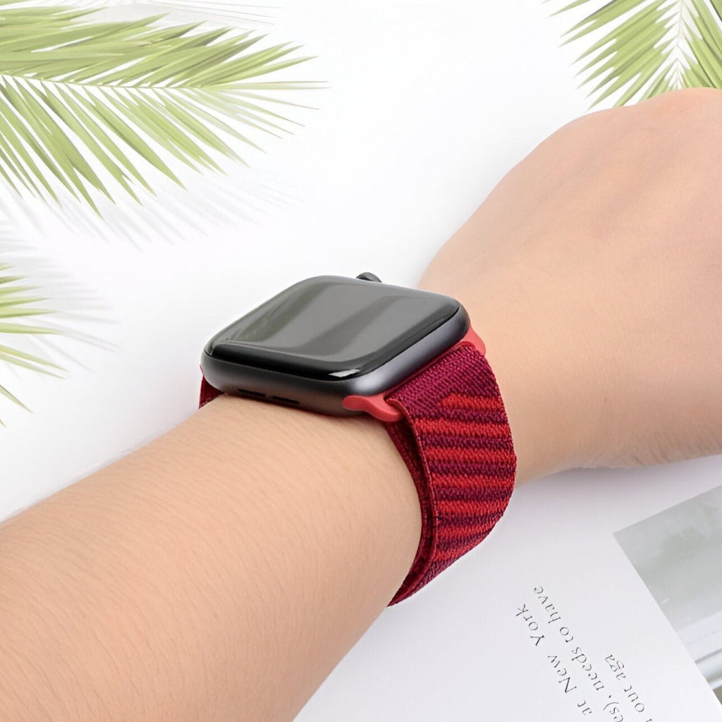 Correa de Apple Watch de nailon trenzado, motivo de rayas diagonales, cierre deslizante, modelo Thal