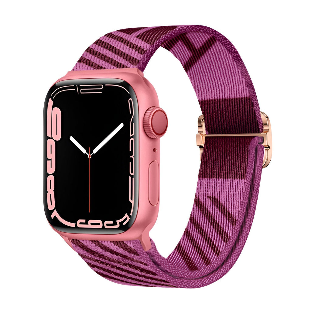 Correa de Apple Watch de nailon trenzado, motivo de rayas diagonales, cierre deslizante, modelo Thal