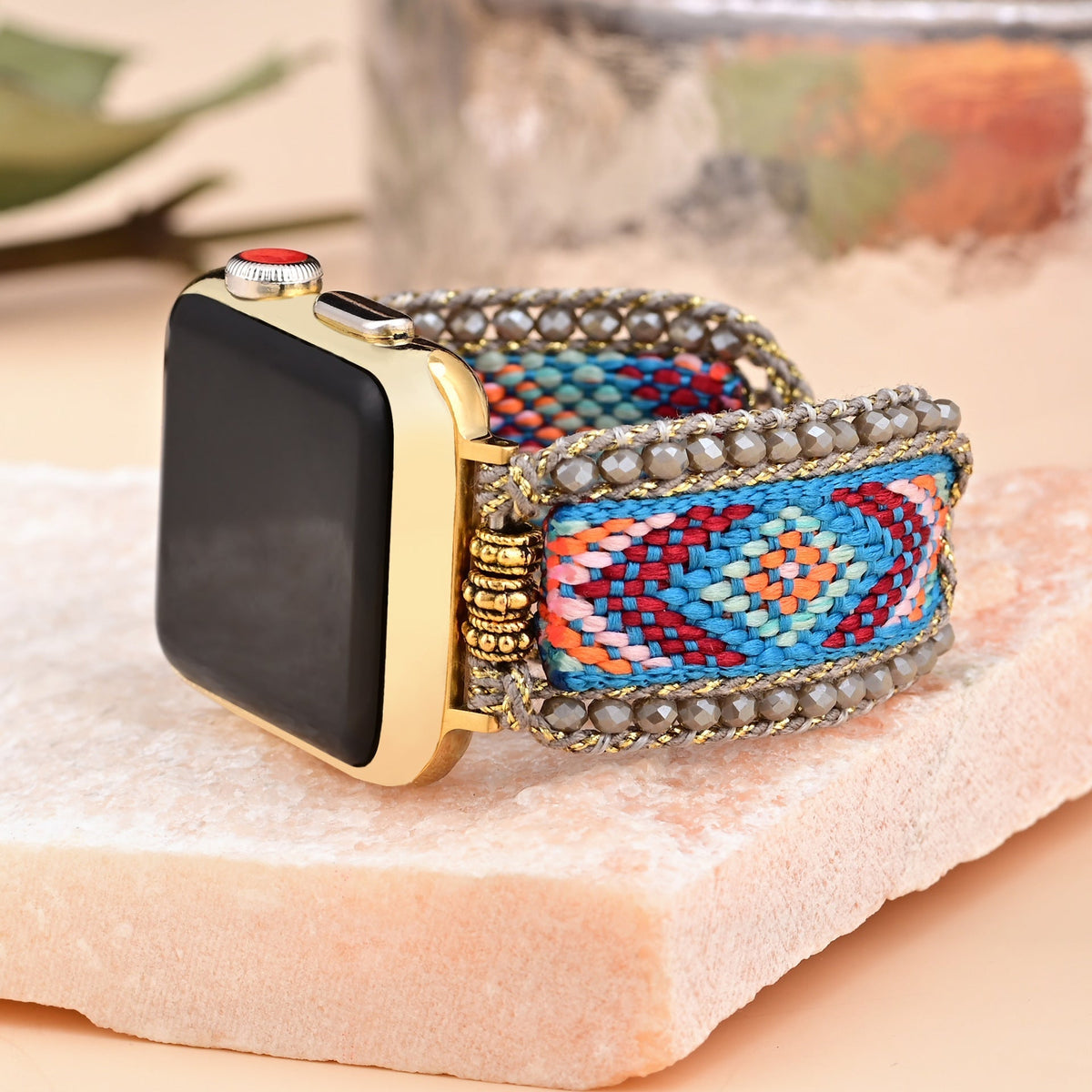 Correa Apple Watch, de nailon y cristal, para mujer, modelo Mistral