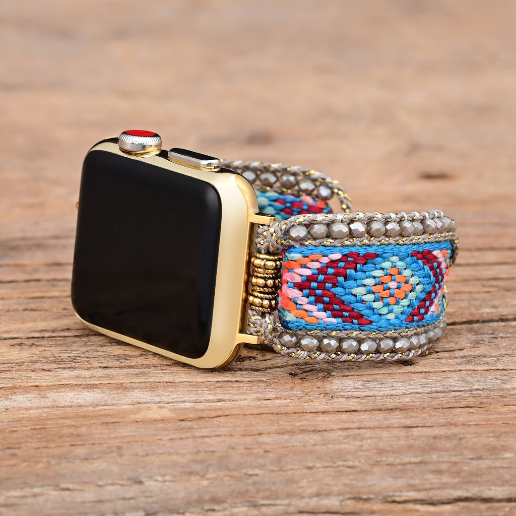 Correa Apple Watch, de nailon y cristal, para mujer, modelo Mistral
