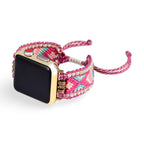 Correa Apple Watch trenzada de nailon, motivos geométricos y perlas, para mujer, modelo Nixie