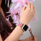 Correa Apple Watch trenzada de nailon, motivos geométricos y perlas, para mujer, modelo Nixie