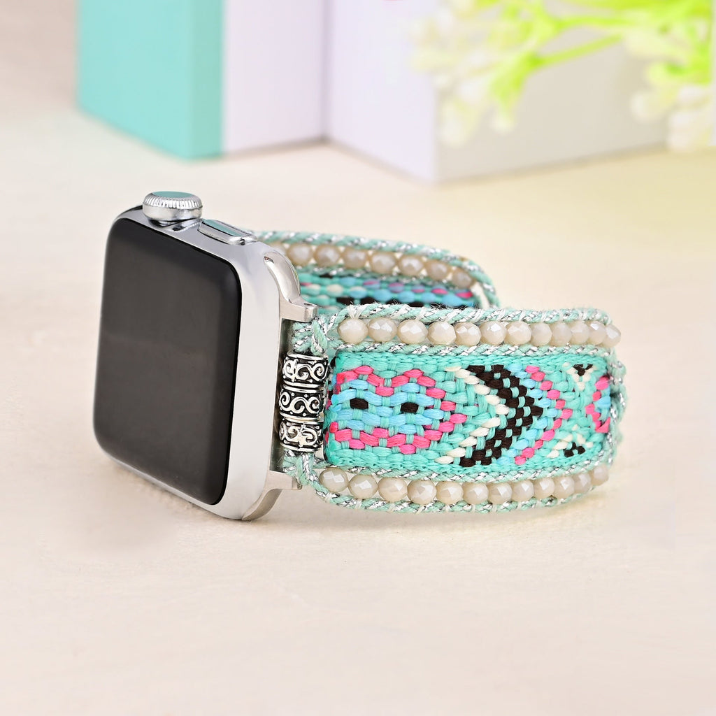 Correa Apple Watch, de nailon y cristal, para mujer, modelo Orin