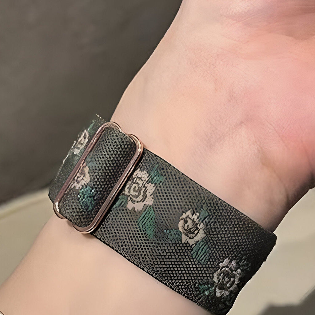 Correa Apple Watch de nailon floral, para mujer, modelo Elexia