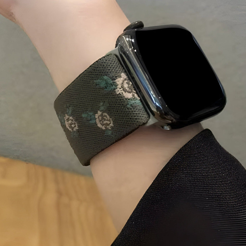 Correa Apple Watch de nailon floral, para mujer, modelo Elexia