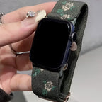 Correa Apple Watch de nailon floral, para mujer, modelo Elexia
