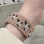 Correa Apple Watch de nailon floral, para mujer, modelo Elexia