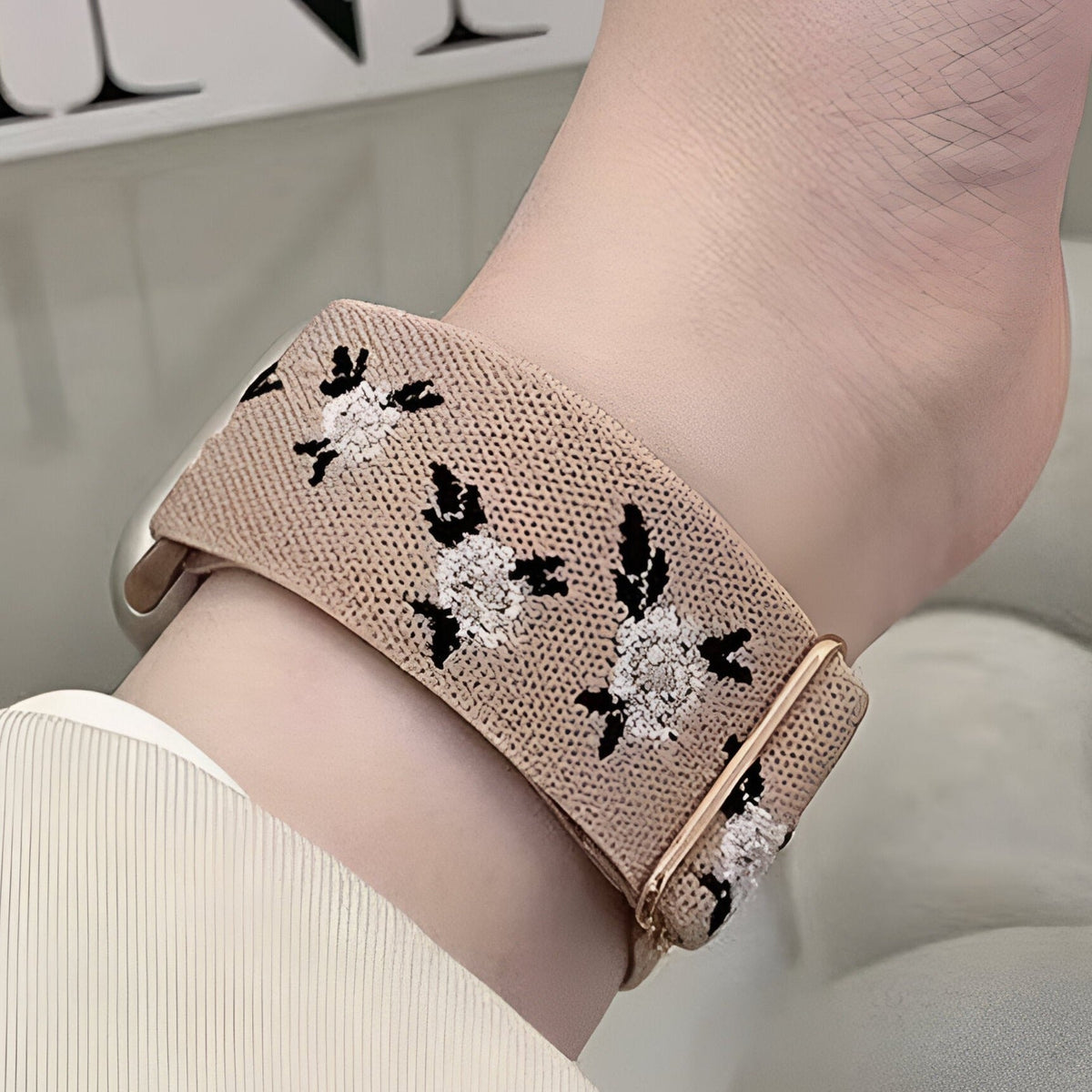 Correa Apple Watch de nailon floral, para mujer, modelo Elexia