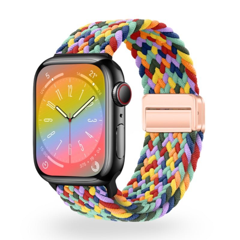 Correa de Apple Watch de nailon trenzado elástico, cierre magnético, modelo Cypher