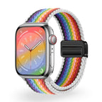 Correa de Apple Watch de nailon trenzado elástico, cierre magnético, modelo Cypher