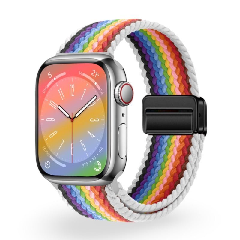 Correa de Apple Watch de nailon trenzado elástico, cierre magnético, modelo Cypher