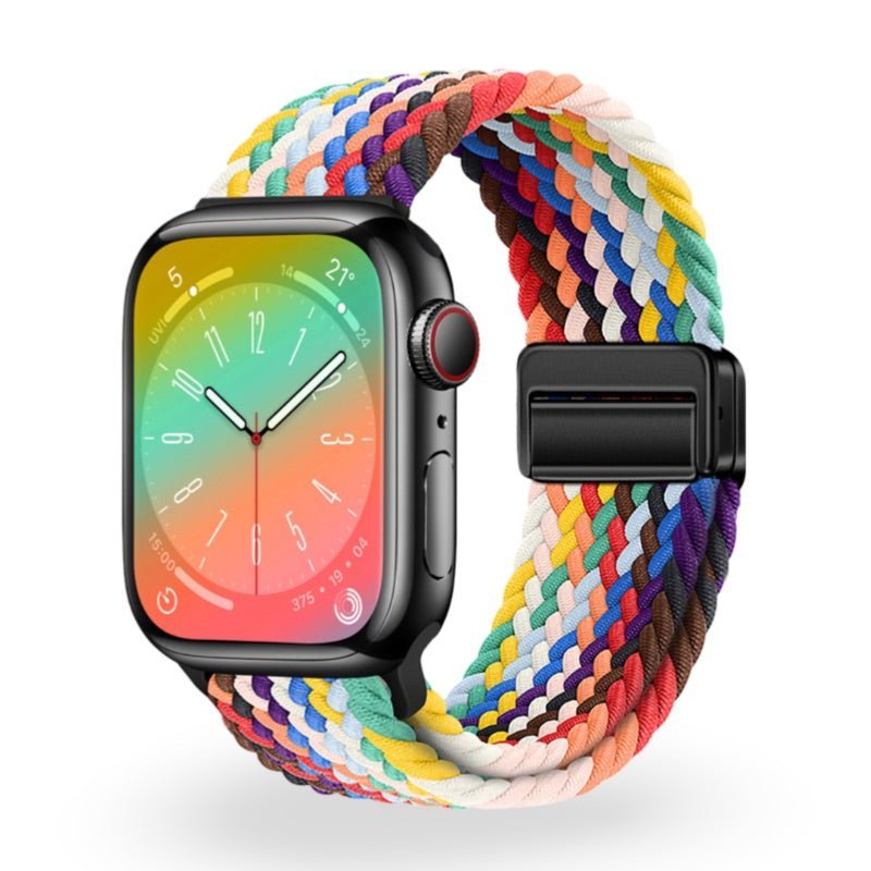Correa de Apple Watch de nailon trenzado elástico, cierre magnético, modelo Cypher