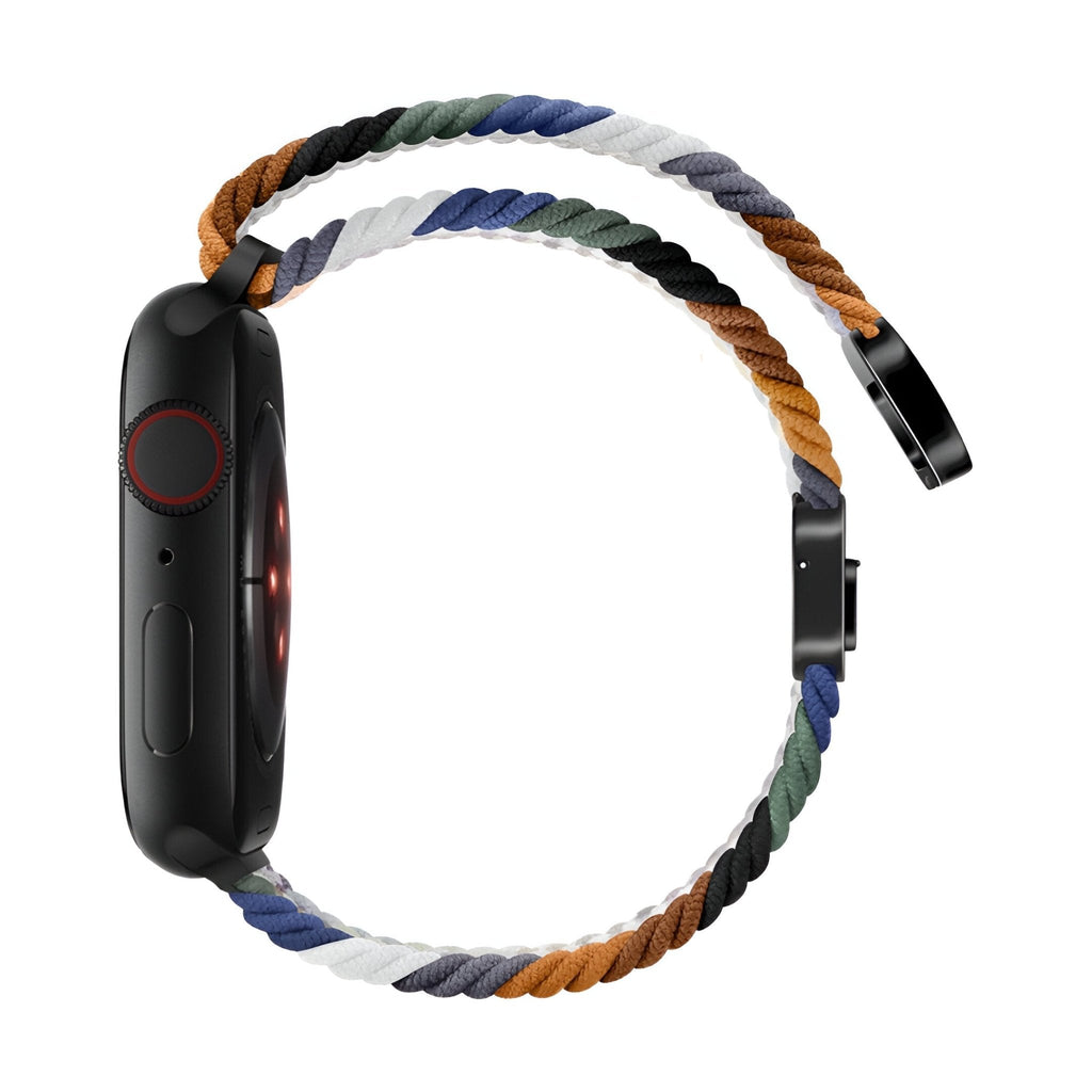 Correa de Apple Watch de nailon trenzado elástico, cierre magnético, modelo Cypher