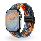 Correa de Apple Watch de nailon trenzado elástico, cierre magnético, modelo Cypher