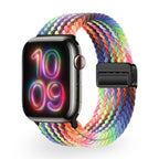 Correa de Apple Watch de nailon trenzado elástico, cierre magnético, modelo Cypher
