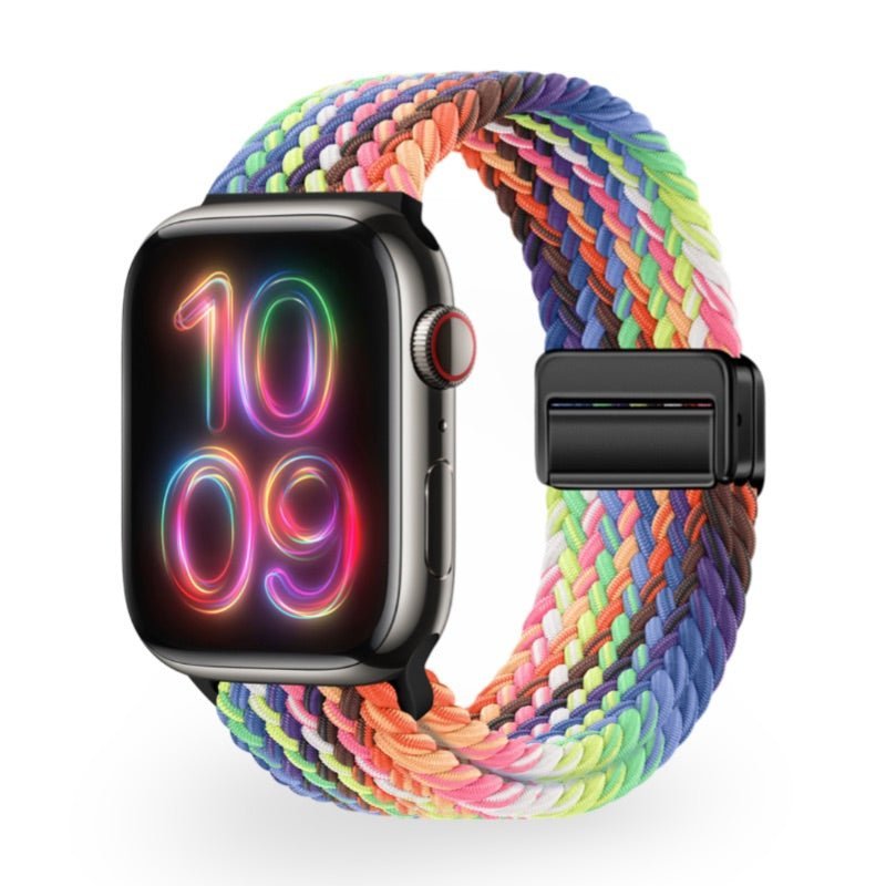 Correa de Apple Watch de nailon trenzado elástico, cierre magnético, modelo Cypher