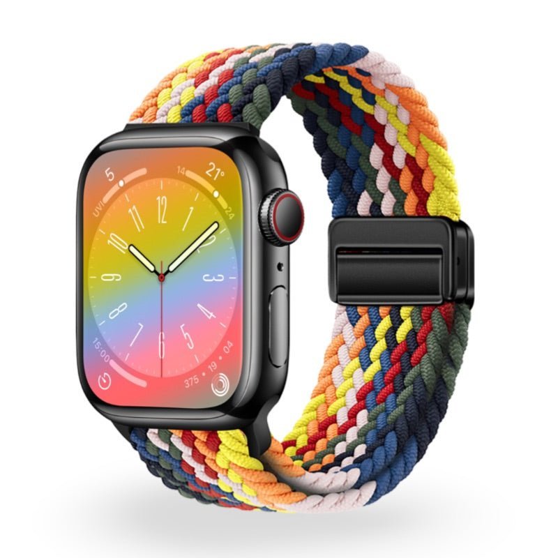 Correa de Apple Watch de nailon trenzado elástico, cierre magnético, modelo Cypher