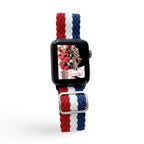 Correa Apple Watch de nailon trenzado, motivo ondulado tricolor, ajustable, modelo Jex