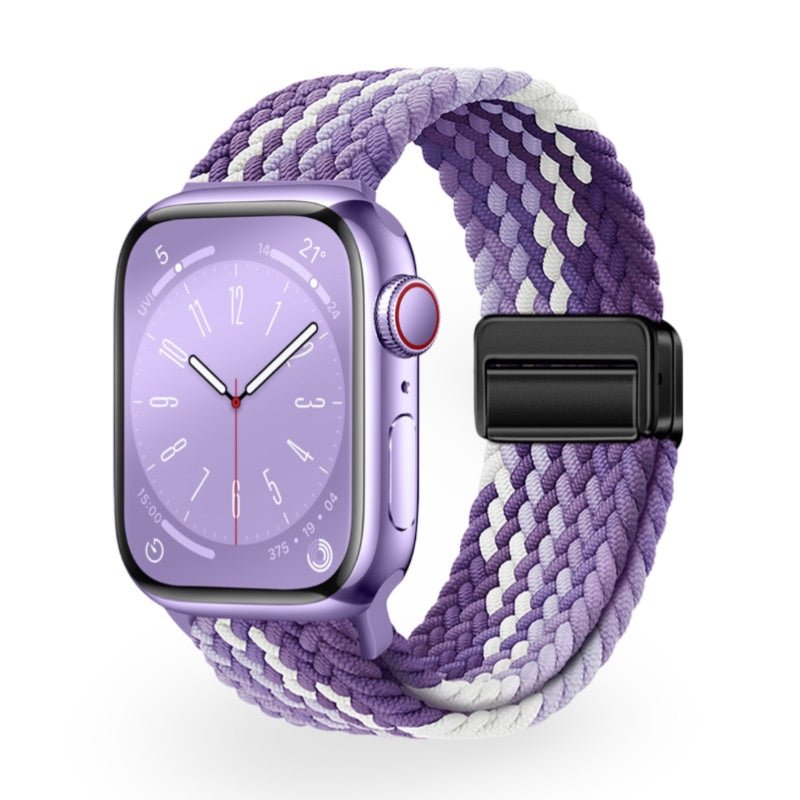 Correa de Apple Watch de nailon trenzado elástico, cierre magnético, modelo Nyxan