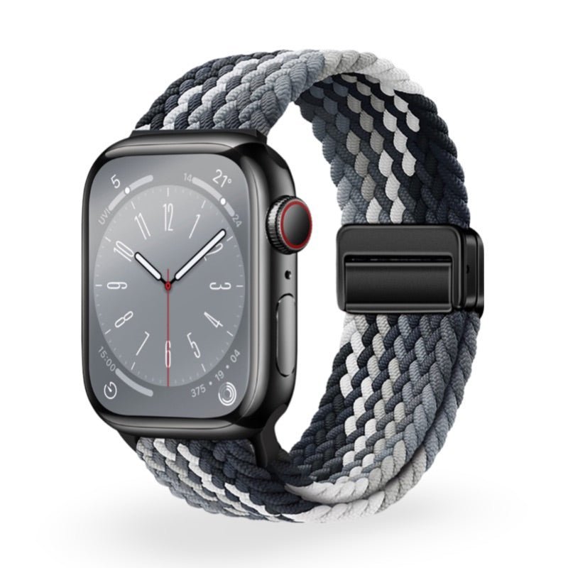 Correa de Apple Watch de nailon trenzado elástico, cierre magnético, modelo Nyxan