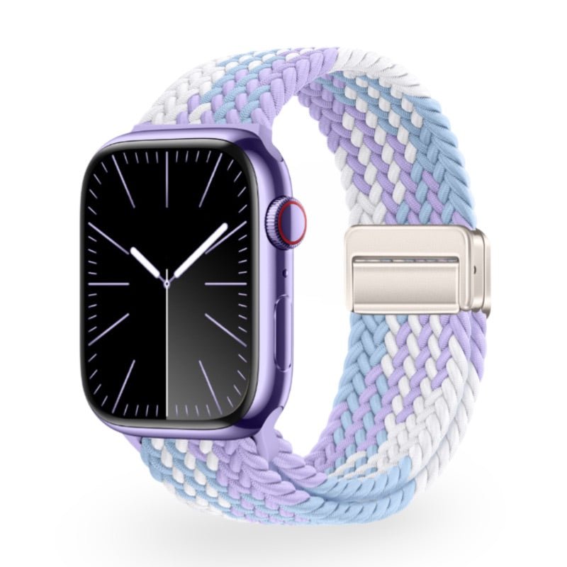 Correa de Apple Watch de nailon trenzado elástico, cierre magnético, modelo Nyxan