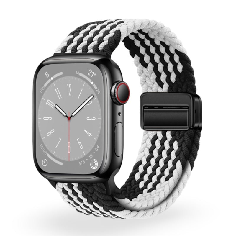Correa de Apple Watch de nailon trenzado elástico, cierre magnético, modelo Nyxan