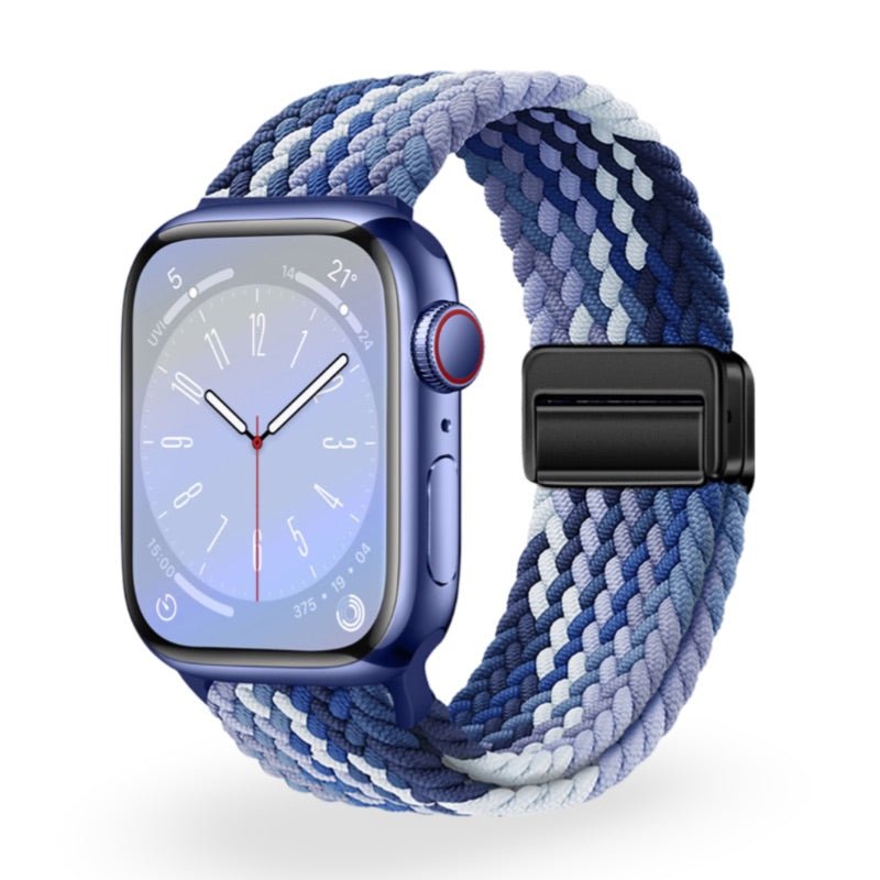 Correa de Apple Watch de nailon trenzado elástico, cierre magnético, modelo Nyxan