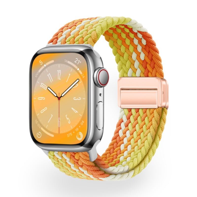 Correa de Apple Watch de nailon trenzado elástico, cierre magnético, modelo Nyxan
