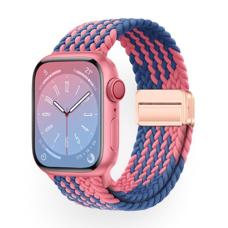 Correa de Apple Watch de nailon trenzado elástico, cierre magnético, modelo Nyxan