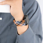 Correa de Apple Watch de nailon trenzado elástico, cierre magnético, modelo Nyxan