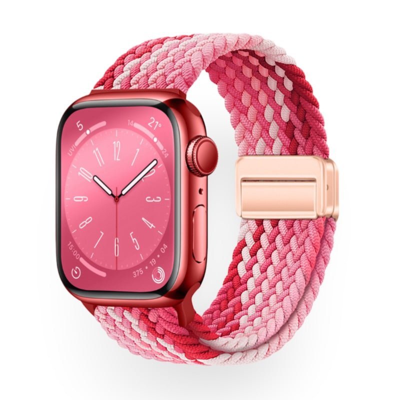Correa de Apple Watch de nailon trenzado elástico, cierre magnético, modelo Nyxan
