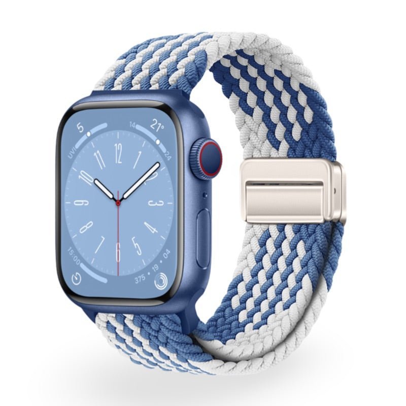 Correa de Apple Watch de nailon trenzado elástico, cierre magnético, modelo Nyxan