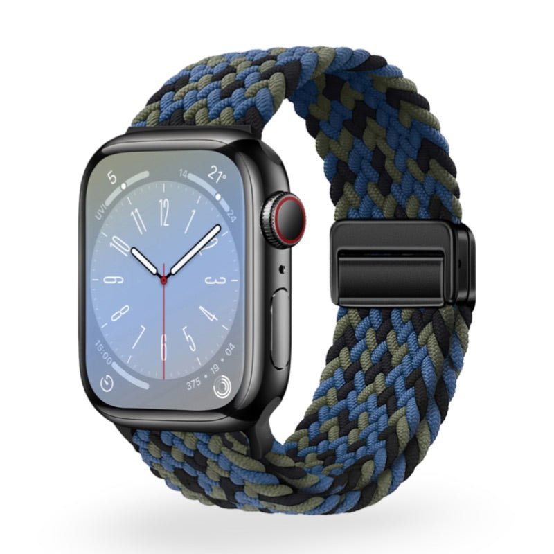 Correa de Apple Watch de nailon trenzado elástico, cierre magnético, modelo Nyxan