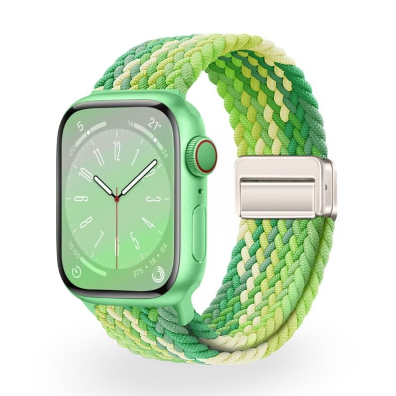 Correa de Apple Watch de nailon trenzado elástico, cierre magnético, modelo Nyxan