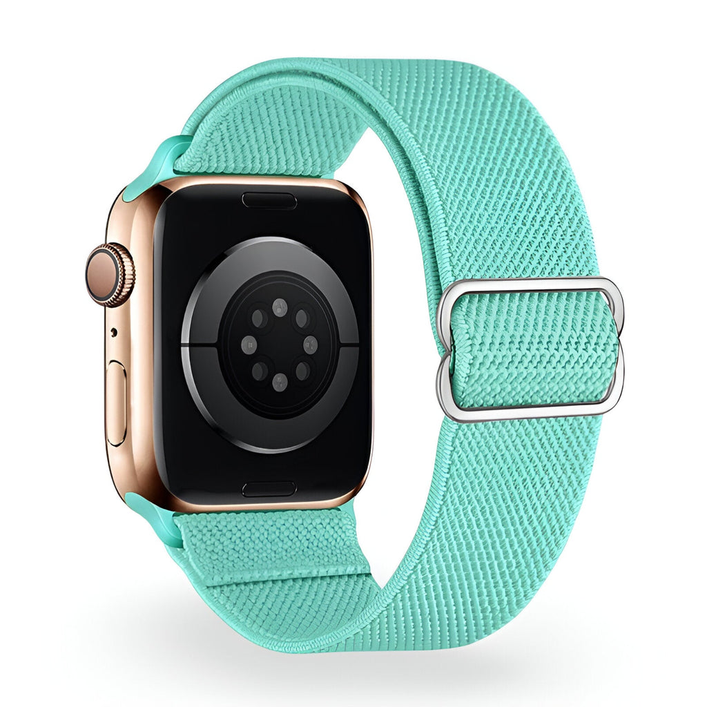 Correa de Apple Watch de nailon trenzado elástico, hebilla deslizante, modelo Zyra