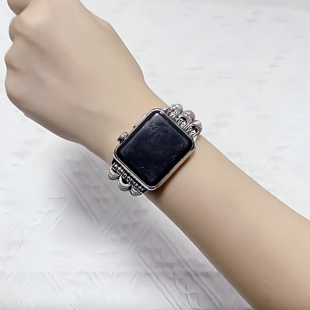 Correa Apple Watch de piedra emperador, tres hilos, estilo bohemio, para mujer, modelo Bria