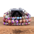 Correa Apple Watch de piedra emperador, tres hilos, estilo bohemio, para mujer, modelo Bria