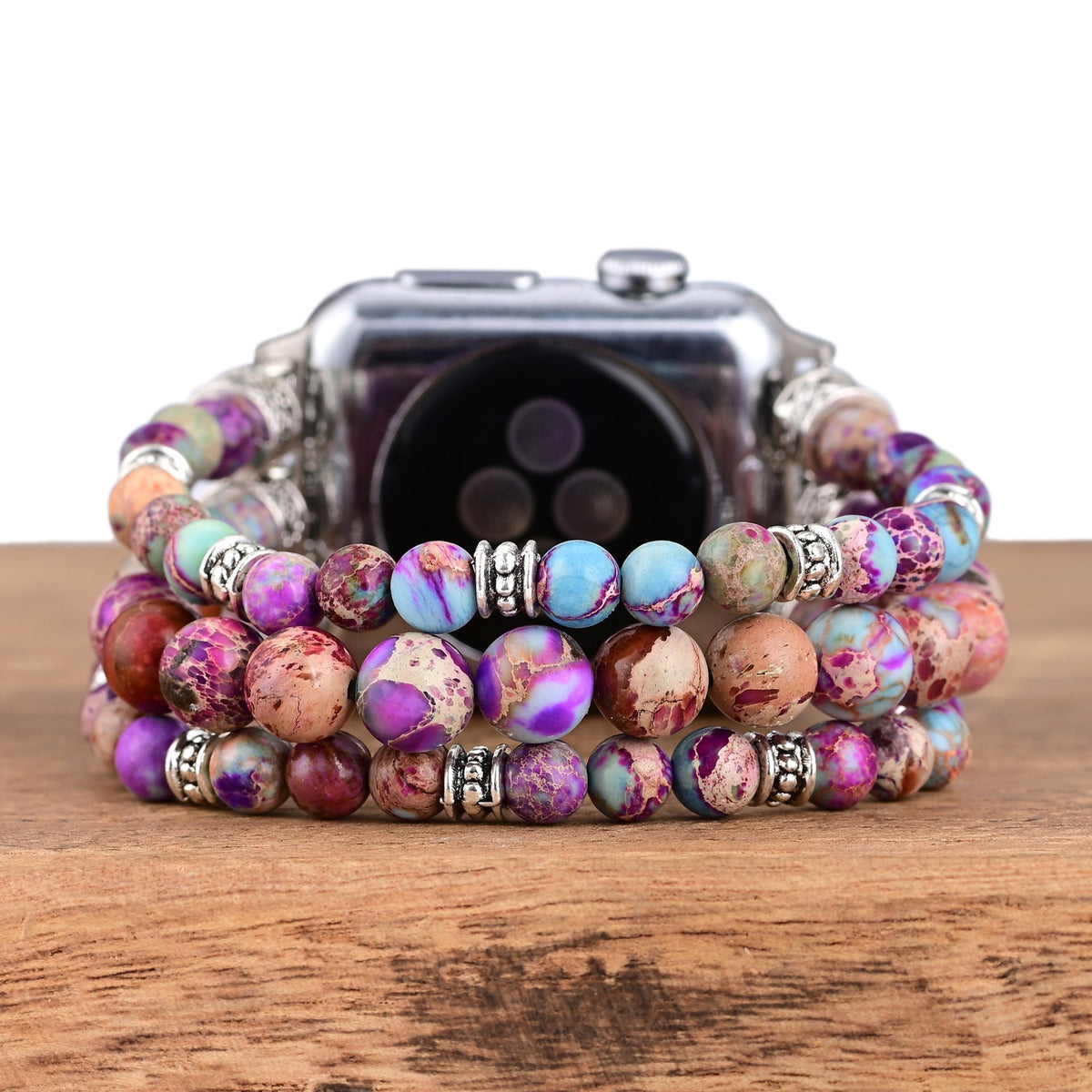Correa Apple Watch de piedra emperador, tres hilos, estilo bohemio, para mujer, modelo Bria