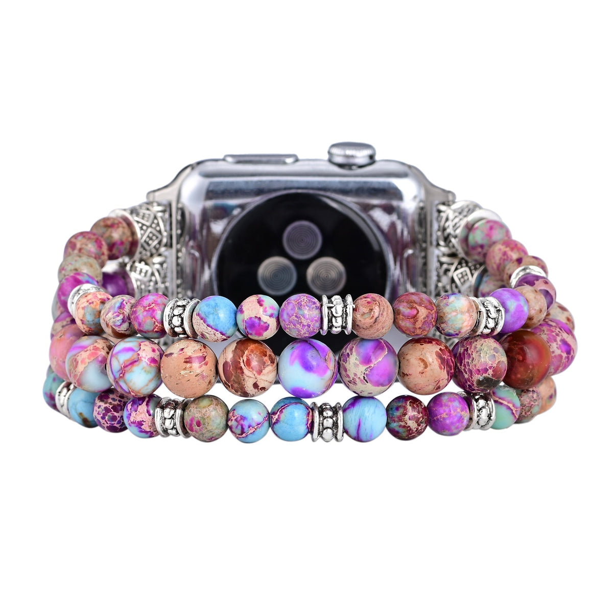 Correa Apple Watch de piedra emperador, tres hilos, estilo bohemio, para mujer, modelo Bria