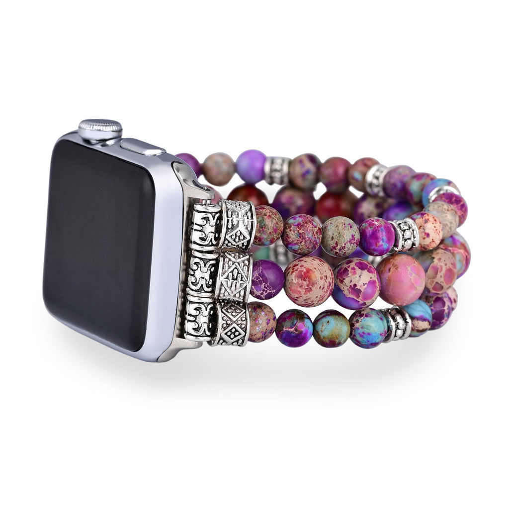 Correa Apple Watch de piedra emperador, tres hilos, estilo bohemio, para mujer, modelo Bria